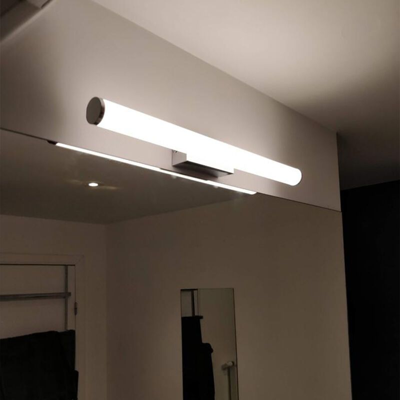 Kromi muovi peilivalaisin, Staby, 6,5W, 3000K LED, IP44, katkaisimella