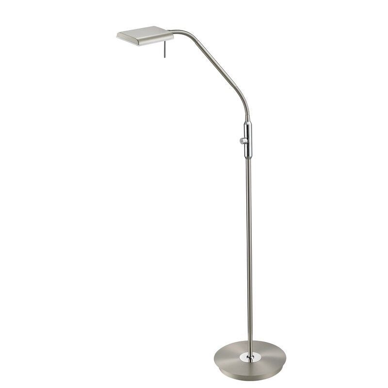 Nikkeli metalli lattiavalaisin, Robin, 12W, 3000K LED, kosketushimmentimellä