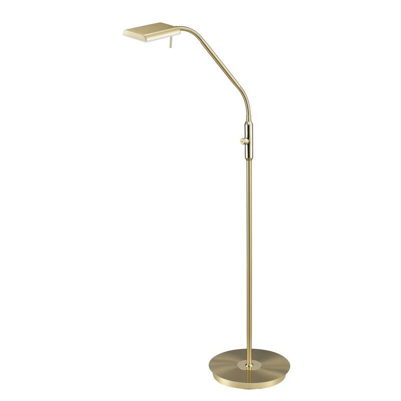 Messinki metalli lattiavalaisin, Robin, 12W, 3000K LED, kosketushimmentimellä