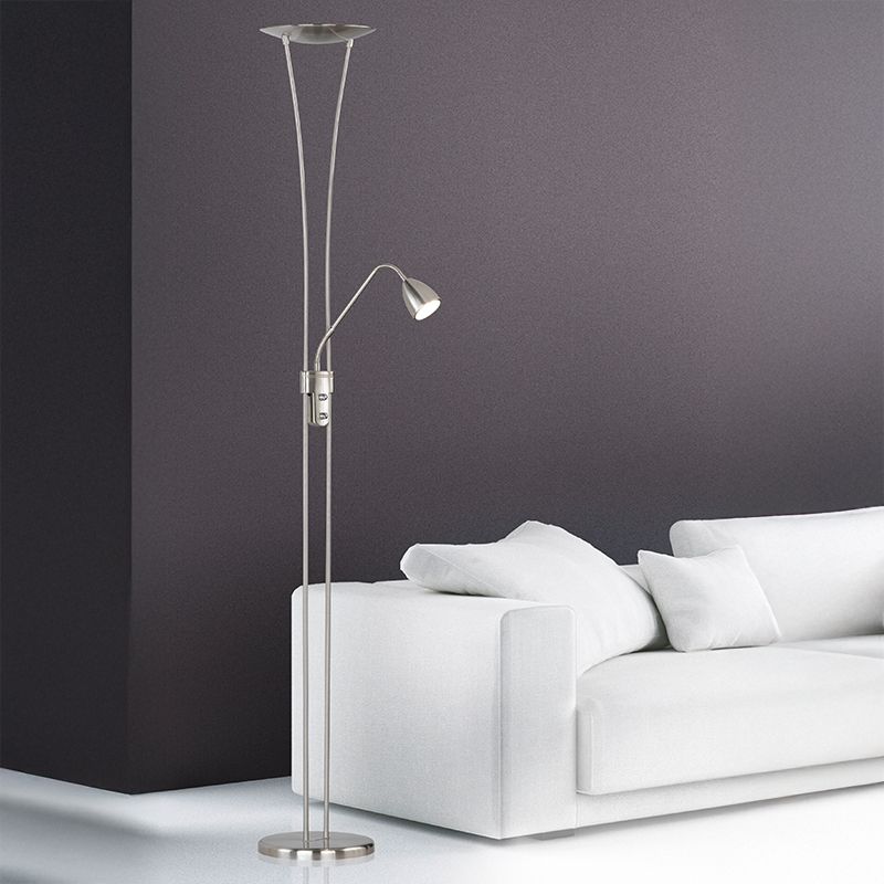 Nikkeli metalli lattiavalaisin, Stijn, 20W, 3000K LED, katkaisimella