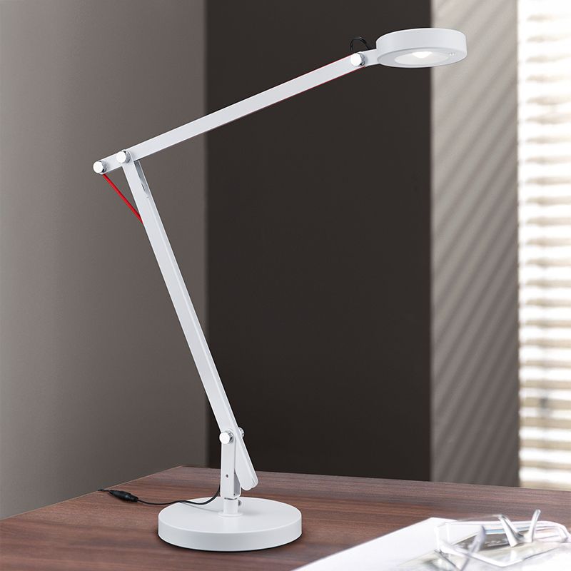 Valkoinen metalli pöytävalaisin, Pardoes, 5W, 3000K LED, katkaisimella