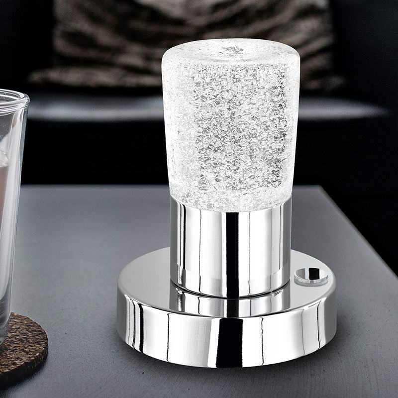 Kromi kristalli pöytävalaisin, Merle, 4,3W, 3000K LED, katkaisimella