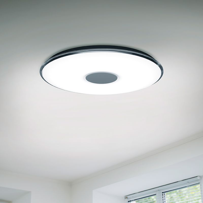 Valkoinen metalli kattolamppu, Vibol, 45W, 3000K LED, kaukosäätimellä