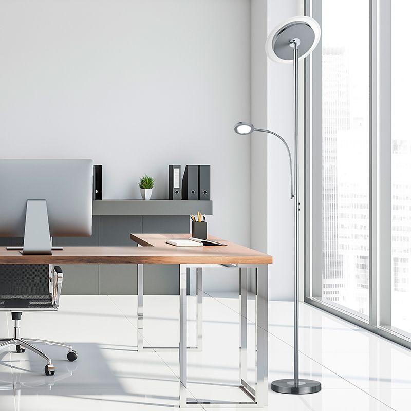 Nikkeli metalli lattiavalaisin, Benny, 18W, 3000K LED, kosketushimmentimellä
