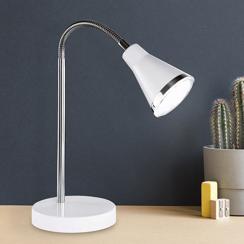 Valkoinen muovi työpöytävalaisin, Taimi, 3,8W, 3000K LED, katkaisimella