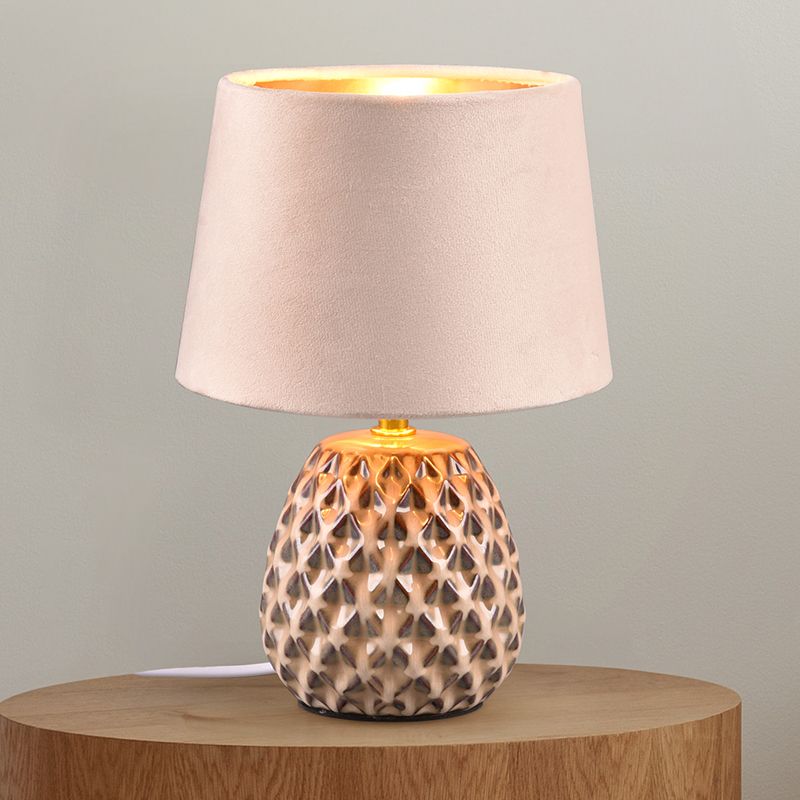 Keramiikka pöytävalaisin beige, Anderson, katkaisimella Keramiikka pöytävalaisin beige, Anderson, katkaisimella