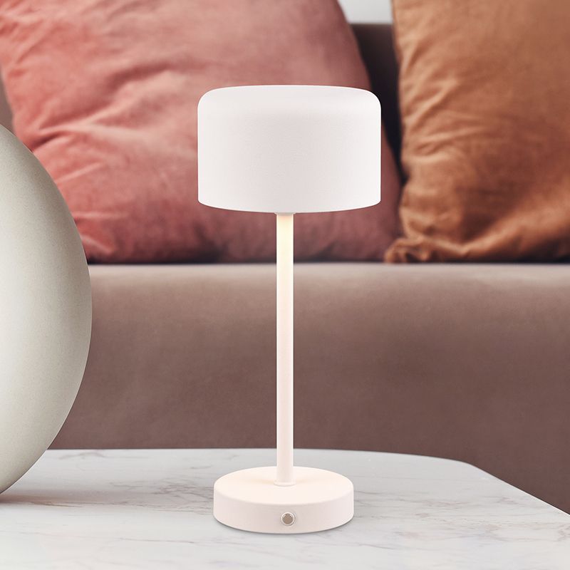Valkoinen metalli pöytävalaisin, Dustin, 1,5W, 3000K LED, kosketushimmentimellä