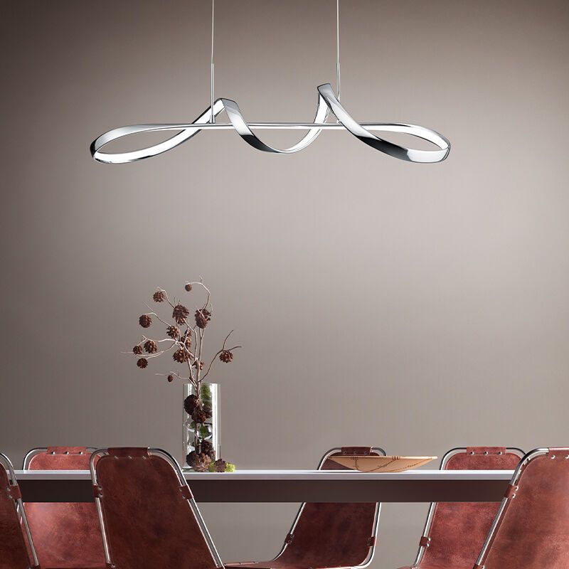 Kromi metalli riippuvalaisin, Renso, 37W, 4000K LED, 3-portaisesti himmennettävä