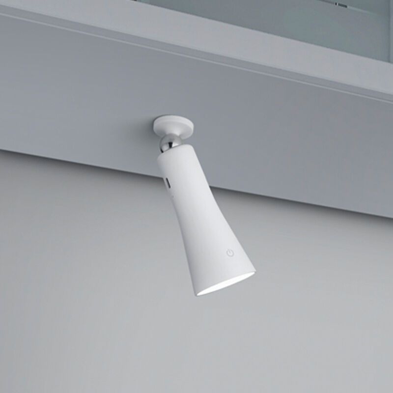 Valkoinen metalli pöytävalaisin, Remko, 2W, 3000K LED, kosketushimmentimellä