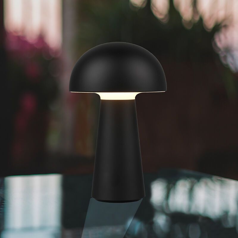 Musta muovi ulkopöytävalaisin, Rachelle, 2W, 3000K LED, IP44, katkaisimella