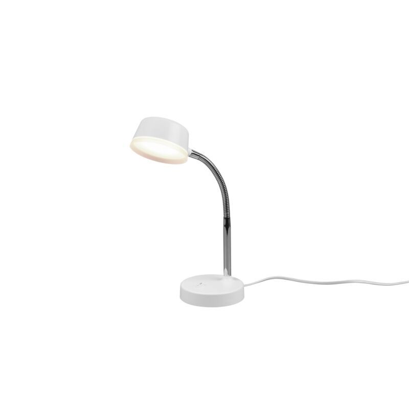 Valkoinen muovi työpöytävalaisin, Fabio, 4,5W, 3000K LED, katkaisimella