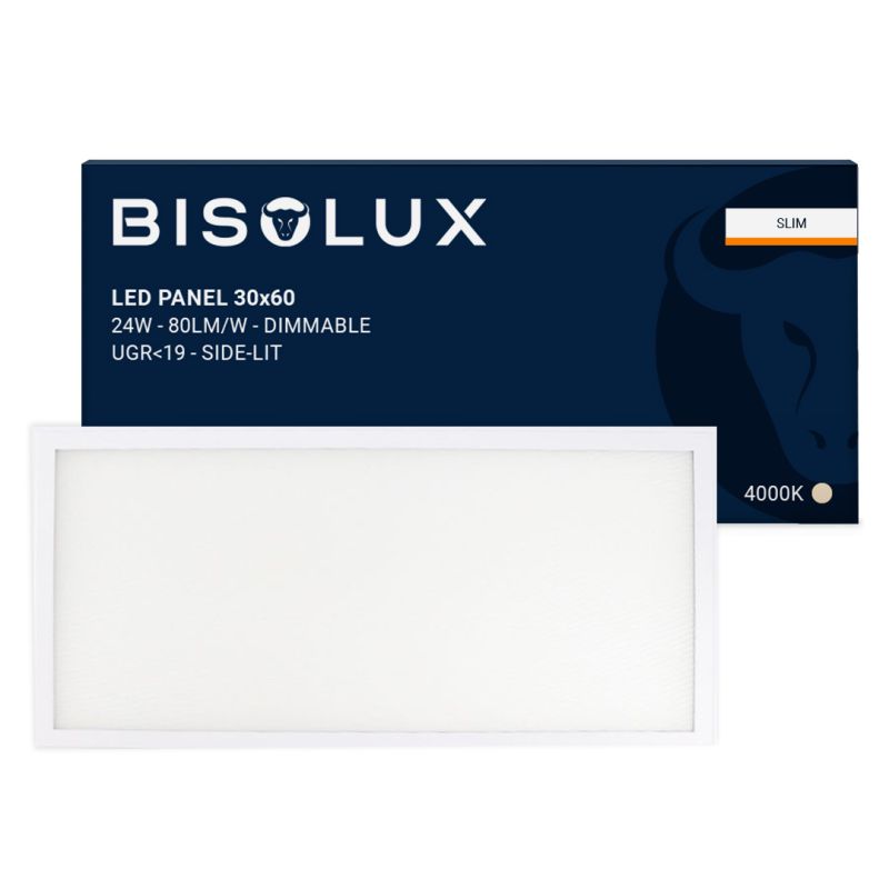 Bisolux 60x30 cm LED-paneeli - 24W - 4000K - Himmennettävä - UGR<19 - Sivuvalaistu