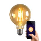 Olucia Älykäs LED-lamppu E27 George, meripihkanvärinen, G95, 5W, himmennettävä lämpimäksi