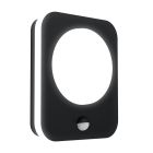 Moderni alumiini liiketunnistimella varustettu ulkoseinävalaisin musta, Luut, 9W, 3000K LED, IP44