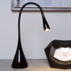 Musta metalli työpöytävalaisin, Zozy, 3W, 3000K LED, kosketushimmentimellä