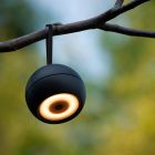 Musta alumiini ladattava seinävalaisin, Lunex, 2W, 3000K LED, IP54, katkaisimella