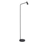 Musta alumiini ladattava lattiavalaisin, Stirling, 3W, 2700K LED, kosketushimmentimellä