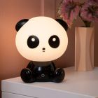 Musta muovi lastenhuoneen pöytävalaisin, Dodo Panda, 3W, 4000K LED, kosketushimmentimellä