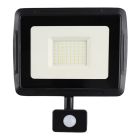 Alumiini sensorilla varustettu heitin musta, Miro, 50W, 6000K LED, IP65