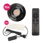 Alumiini veranda pintavalaisin musta, Rona, 3W, 2700K LED, IP44, kaukosäätimellä