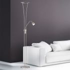 Nikkeli metalli lattiavalaisin, Stijn, 20W, 3000K LED, katkaisimella