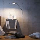Musta metalli seisova lukulamppu, Bilge, 12W, valonvärisäädettävä LED, kosketushimmentimellä