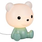 Vihreä muovi lastenhuoneen pöytävalaisin, Lumibear, 0,3W, RGB LED, katkaisimella