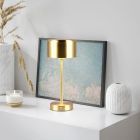 Messinki metalli ladattava pöytävalaisin, Dustin, 1W, 3000K LED, kosketushimmentimellä