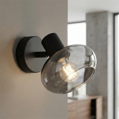 Design seinäspotti musta, Skip, katkaisimella