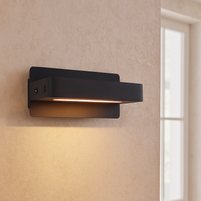Moderni seinävalaisin musta, Gregor, 10W, 3000K LED, katkaisimella