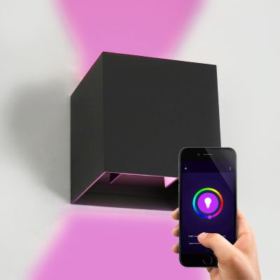Moderni smart seinävalaisin musta, Dion, 6W, RGBW LED, IP54