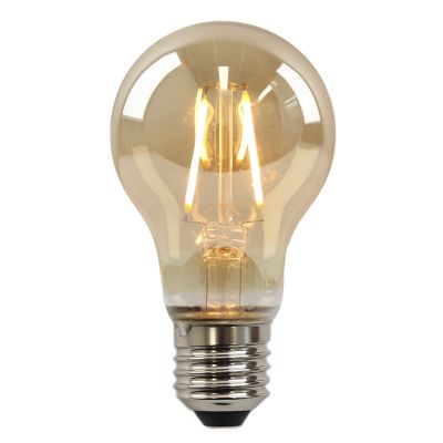 Himmennettävä E27 Olucia LED-filamenttilamppu Yona, meripihkanvärinen, A60, 2W, 2200K