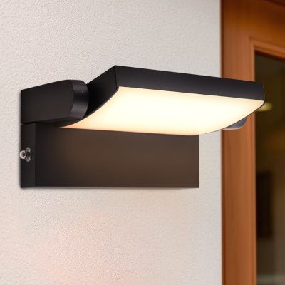 Moderni ulkoseinävalaisin hämäräkytkimellä musta, Alet, 12,5W, 3000K LED, IP54