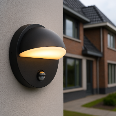 Moderni liiketunnistimella varustettu ulkoseinävalaisin musta, Shelby, 7W, 3000K LED, IP44