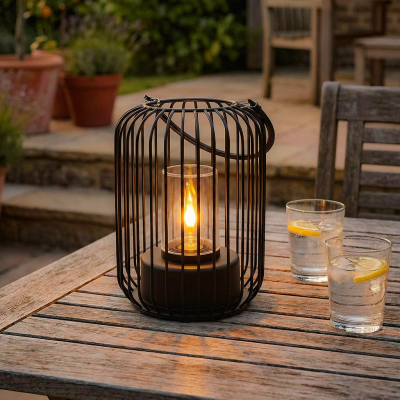 Moderni ulkopöytävalaisin musta, Enya, IP44