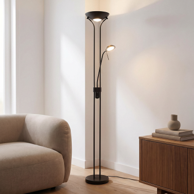 Moderni seisova lukulamppu musta, Salvador, 18W, 3000K LED, katkaisimella