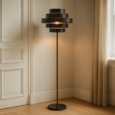 Rustiikkinen lattiavalaisin musta, Jana, katkaisimella