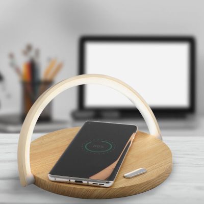 Muovi pöytävalaisin puu, Erhan, 2W, 3000K LED, katkaisimella