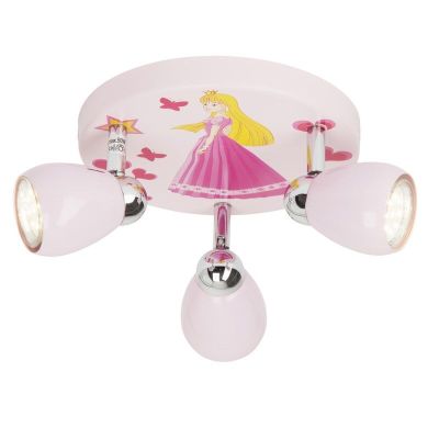 Metalli lastenhuoneen kattokohdevalaisin vaaleanpunainen, Rinze, 2,5W, 3000K LED