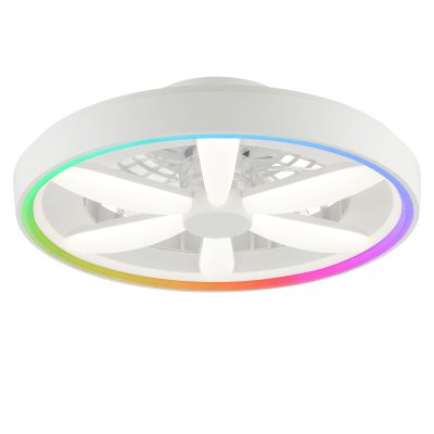 Muovi kattotuuletin valkoinen, Roos, 48W, RGBW LED, kaukosäätimellä