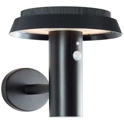 Metalli aurinkovoimainen ulkovalaisin musta, Ridvan, 4W, 3000K LED, IP44