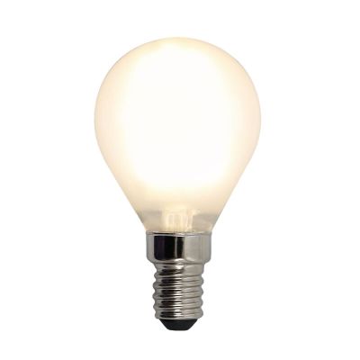 Himmennettävä E14 Olucia LED-lamppu, P45, 3W, valkoinen lasi, 2700k