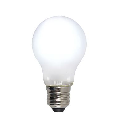 Himmennettävä E27 Olucia LED-lamppu, A60, 5W, valkoinen lasi, 6500k