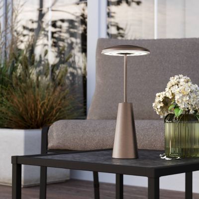 Moderni teräs pöytävalaisin pronssi, Ishika, 2,8W, white switch LED, IP54, kosketushimmentimellä