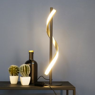 Design muovi pöytävalaisin messinki, Cunera, 8,8W, lämmin–kylmä valkoinen säädettävä LED, 3-portaisesti himmennettävä