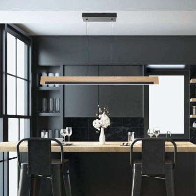 Rustiikkinen puu riippuvalaisin musta, Ludovica, 25W, 3000K LED