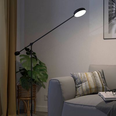 Moderni alumiini seisova lukulamppu musta, Thies, 24W, 3000K LED, 3-portaisesti himmennettävä