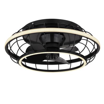 Musta teollisuuskattotuuletin, metallinen, Jorne, 30 W, lämpimästä kylmään valkoiseen säädettävä LED, kaukosäätimellä