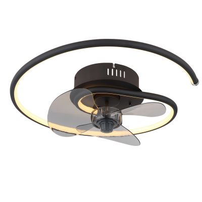 Musta kattotuuletin, metallinen, Lein, 30 W, lämpimästä kylmään valkoiseen säädettävä LED-valo, kaukosäätimellä