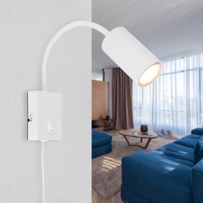 Design metalli pistorasiaseinävalaisin valkoinen, Roelof, katkaisimella